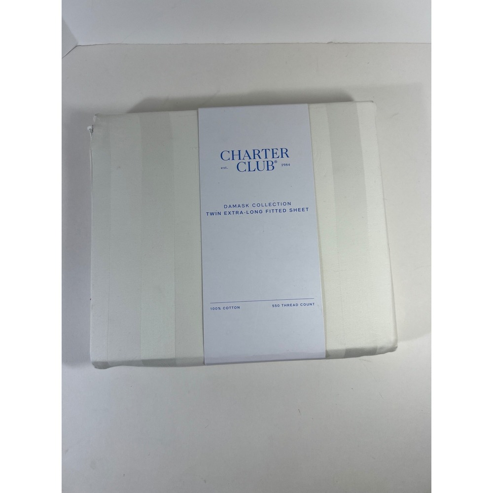 Charter Club Damask Collection Twin Extra Long Fitted Sheet 550TC Cotton NIP #3